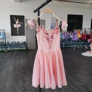 Desgaste de la etapa Tamaño personalizado Color Niños Niñas Rendimiento Contemporáneo Melocotón Vestido de ballet lírico