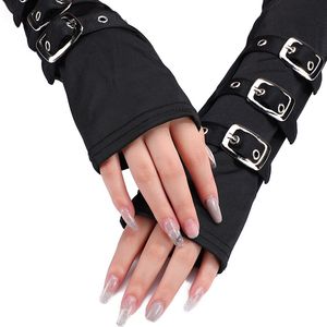 Escenario desgaste accesorios de baile mujeres punk rock negro guantes largos moda personalidad pulsera mitones hombres brazo brazalete guantes fiesta negro leche guantes de seda