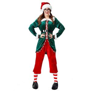 Stage Wear Green Elf Christmas Come Santa Clause Cosplay Venez Femmes Nouvel An Vêtements Déguisements Costume De Fête De Noël Filles Adulte T220901