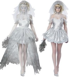 Palco desgaste halloween mumificado cadáver noiva vestido de casamento cosplay feminino vampiro traje filme perfermance outfit festa