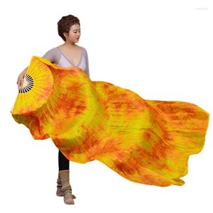 Usure d'usure pour colorant à main Veille de soie femme costume de danse de ventre accessoire une paire réel ventilateur de performance florale show accessoires colorés 1,8 m