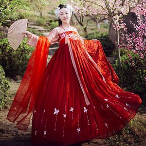 Stage Wear Hanfu Costume National Ancienne Fée Chinoise À Manches Longues Rouge Vêtements Dames Vêtements Traditionnels Pour Femmes Adultes DN3435