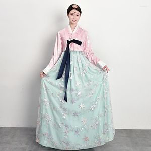 Vestido de gasa Hanbok de alta gama para mujeres adultas primavera verano y otoño corte tradicional rendimiento de danza étnica coreana