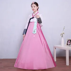 Etapa desgaste de alta calidad multicolor tradicional coreano hanbok vestido mujeres traje de danza folclórica bebé niña fiesta de boda