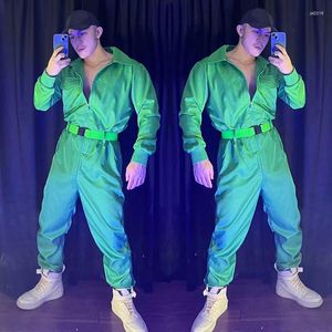 Escenario desgaste hip hop ropa de baile jazz dancewear traje verde club nocturno fiesta músculo hombre gogo bailarín traje traje vdb4493