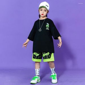 Stage Wear Kid Kpop Hip Hop Vêtements T-shirt graphique T-shirt surdimensionné Top Summer Print Shorts pour fille garçon Jazz Costume de danse Ensemble de vêtements