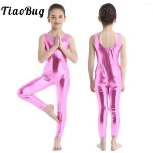 Stage Wear Enfants Métallique Sans Manches Ballet Gymnastique Justaucorps Unitard Costumes Brillant Réservoir Body Combinaison Dancewear Performance Vêtements