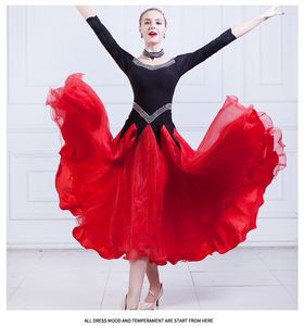 Desgaste de la etapa Lady Ballroom Dress Waltz Trajes de baile moderno Traje de competencia Niñas Tango Dancing Diamond Decorate D-0123