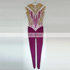 Stage Wear LIUHUO Rythmique Gymnastique Justaucorps Personnaliser Femmes Adulte Fille Costume Performance Compétition Danse Aérobic Combinaisons Violet