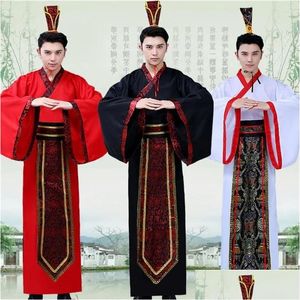 Stage Wear Hommes Hanfu Adt Vêtements traditionnels chinois Danse folklorique Costume ancien Performance Chanteurs Tang Costume Festival Outfit Drop de OTF72