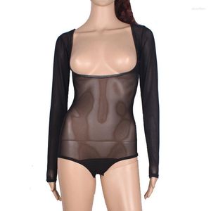 Stage Wear One Piece Justaucorps Mesh Poitrine Ouvert Top Manches Longues Costume Accessoires Femmes Body Bottoming Shirt Belly Dance 10 Couleur
