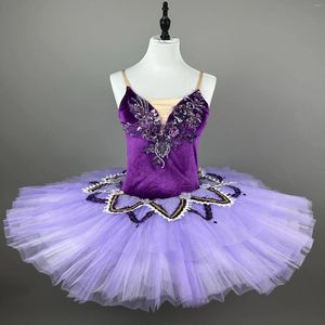 Stage Wear Ballet professionnel Tutu Violet Blanc Swan Lake Ballerines Adulte Femmes Performance Costume de danse