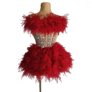 STAGE Wear Red Performance Women Costume Carnival Rave Festival Crystals Sparkly Party Birthday Las Vegas Show Nightclub