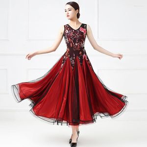 Ropa de escenario Vestido de salón liso Stanard Rumba Tango Trajes de baile Foxtrot Español Rojo Flamenco