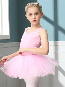 Etapa desgaste color sólido ballet bebé calle baile línea traje jazz traje plisado leotardo mamelucos para niñas 2024 niños falda de malla latina