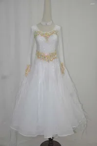 Etapa desgaste estándar vals salón de baile vestido adulto 2023 diseño elegante blanco competencia vestidos de baile mujeres