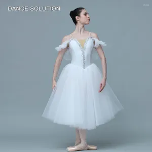 Stage Wear Blanc Ballet Danse Tutu Spandex Camisole Justaucorps Corsage Avec Jupe Romantique Pour Les Filles Et Les Femmes Robe De Danse 20027