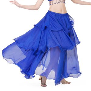 Vêtements de scène femme danse du ventre jupe gâteau longue Sexy en mousseline de soie couleur bonbon Performance Costumes vêtements de pratique