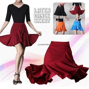 Porte des femmes Jupe de danse latine Rumba Samba Tango Chacha Waltz Ruffles Skirts Wrap Dancewear Costume Performamnce Clothes Adult