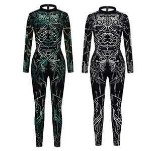 Stage Wear Femmes Hommes Future Robot Punk Circuit Board Alien 3D Print Jumpsuit Tight Body Halloween Party Cosplay Venez Dress Up Outfit T220927