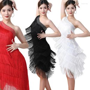 Desgaste de la etapa de las mujeres Sexy Tassel Latin Dance Dress Fringe Salsa Ballroom Tango Cha Rumba Samba Vestidos Traje profesional