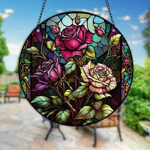 Fenêtre Suncatcher en acrylique tachée suspension des fleurs pendaison de fenêtre suspendue