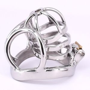 Dispositivos de castidad de acero inoxidable, bolas de Metal, anillos de bloqueo, jaula para pene masculino, juego para adultos, juguete sexual