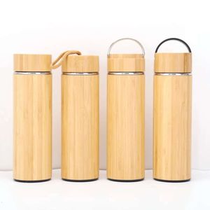 Bambou portable en acier inoxydable 450 ml gobelets en acier flasque thermos thermos tas