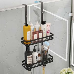 Support de rangement de salle de bain en acier inoxydable suspendu au mur 2 couches cadre de gel douche porte sans trou panier suspendu support de rangement de salle de bain 210724