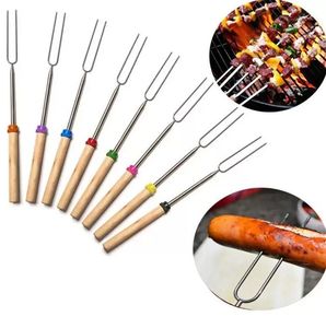 Palos para asar malvaviscos para barbacoa de acero inoxidable, tostador extensible, cocina telescópica/hornear/barbacoa 0422