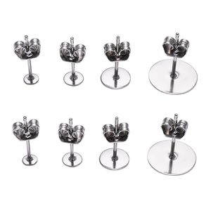 Stainless Steel Blank Post Earring Studs Base Pins With Earring Plug Findings Ear Back For DIY Jewelry Making
