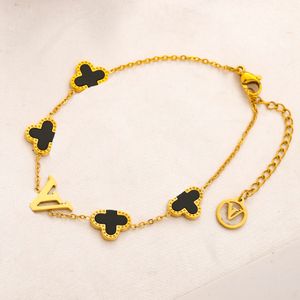 Bracelets de chaîne en acier inoxydable Designer 18K plaqué or chaînes à maillons marque de créateur fleur lettre amoureux bijoux en gros