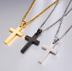 Cruz de acero inoxidable colgante collares hombres religión fe crucifijo encanto cadena de acero de titanio para mujeres joyería de moda regalo al por mayor