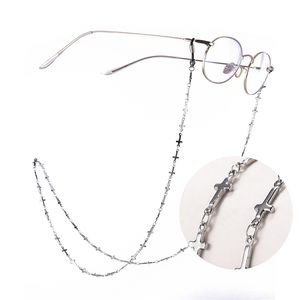 Cadena de gafas de sol cruzadas de acero inoxidable, correa para gafas de lectura, cordón gótico para gafas, cuerda para el cuello, regalo para mujeres y hombres 220615