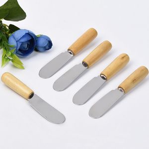 Couverts en acier inoxydable spatule à beurre manche en bois couteau à beurre fromage Dessert confiture épandeur petit déjeuner outil 10*2 cm