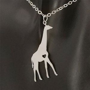 Collier pendentif girafe doré en acier inoxydable