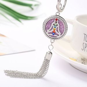 Porte-clés creux en acier inoxydable Boîte d'aromathérapie Pendentif Tassel Pendentif Essential Diffusion Parfum Home Décorations intérieures