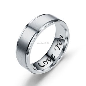 Acier inoxydable I Love you Ring Matte anneaux bande bagues de fiançailles pour femmes hommes bijoux de mode