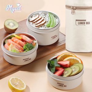 Boîte à déjeuner isolée en acier inoxydable, boîte à déjeuner Portable avec sac isolé, boîte à Bento japonaise empilable 240119