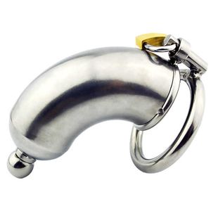 Dispositivo de castidad masculina de acero inoxidable con jaula de pene de enchufe uretral, anillo de pene, anillo de pene CBT juguetes sexuales para hombres Anillos masturbadores P0827