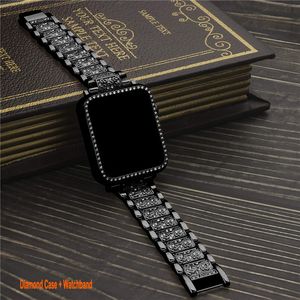 Bracelets en maille d'acier inoxydable compatibles pour Apple Watch 49mm 45mm 44mm 42mm 41mm 40mm Femmes Bling Protection Crystal Diamond Case Mesh Strap iwatch Series 8 7 6 / SE / 5/4 3 2 1