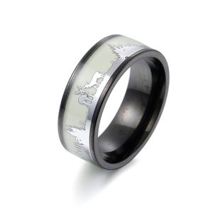 Bague en acier inoxydable wapiti cadeau de noël spécial noctilucence hommes anneaux de noël vacances cadeau décoration bijoux