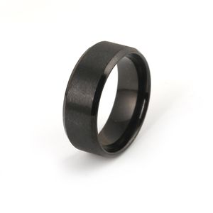 Anillos de banda lisos de diseño Simple de acero inoxidable, anillos de boda chapados en oro y negro para hombres y mujeres de moda, joyería