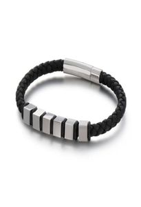 Bracelet de chaîne en cuir authentique en armure de ressort en acier inoxydable pour les hommes bijoux entièrement bijoux petit cube gold couleur22762767082797