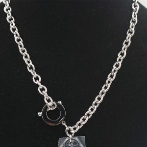 Stainless Steel Square Link Chain Necklaces For Women Toggle Clasp OT Buckle Choker Collar Hip Hop Heart Necklace Jewelry