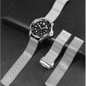 Bracelet en acier inoxydable pour Bracelet Omega 007 Diver Seamaster 300, Bracelet milanais en métal tissé pour Bracelet de montre de 20mm