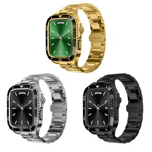 Bracelet de montre en acier inoxydable pour Apple Watch Smart Straps Case Quick Release Shock Resistant Men 44mm 45mm Sport Watch Bands Compatible avec iWatch Series 4 5 6 7 8 SE