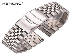 Correa de pulsera de reloj de acero inoxidable 20 mm 22 mm de 24 mm Menores Silver Solid Metal Watch Band Accesorios T1906205295428