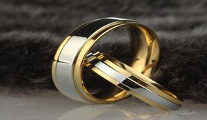 Anneau de mariage en acier inoxydable Silver Gold Color simple Design Couple Alliance Ring 4 mm 6 mm de largeur de largeur pour femmes et hommes7429216