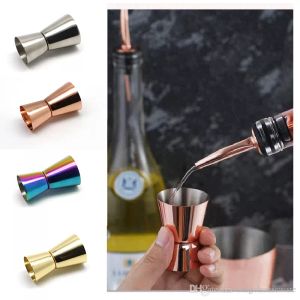Taza medidora de vino de acero inoxidable, herramientas de 15-30 ml, 4 colores, tazas pulidas de doble cabezal, coctelera de onzas de barra multifunción